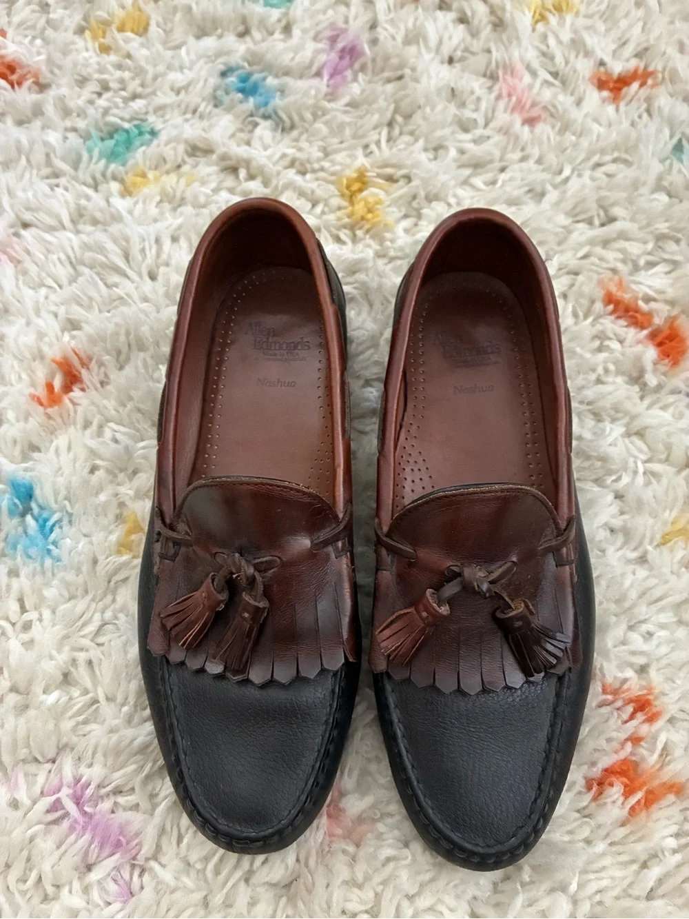 Allen Edmonds Two-Tone Brown & Dark Brown Tassel Kiltie Loafers